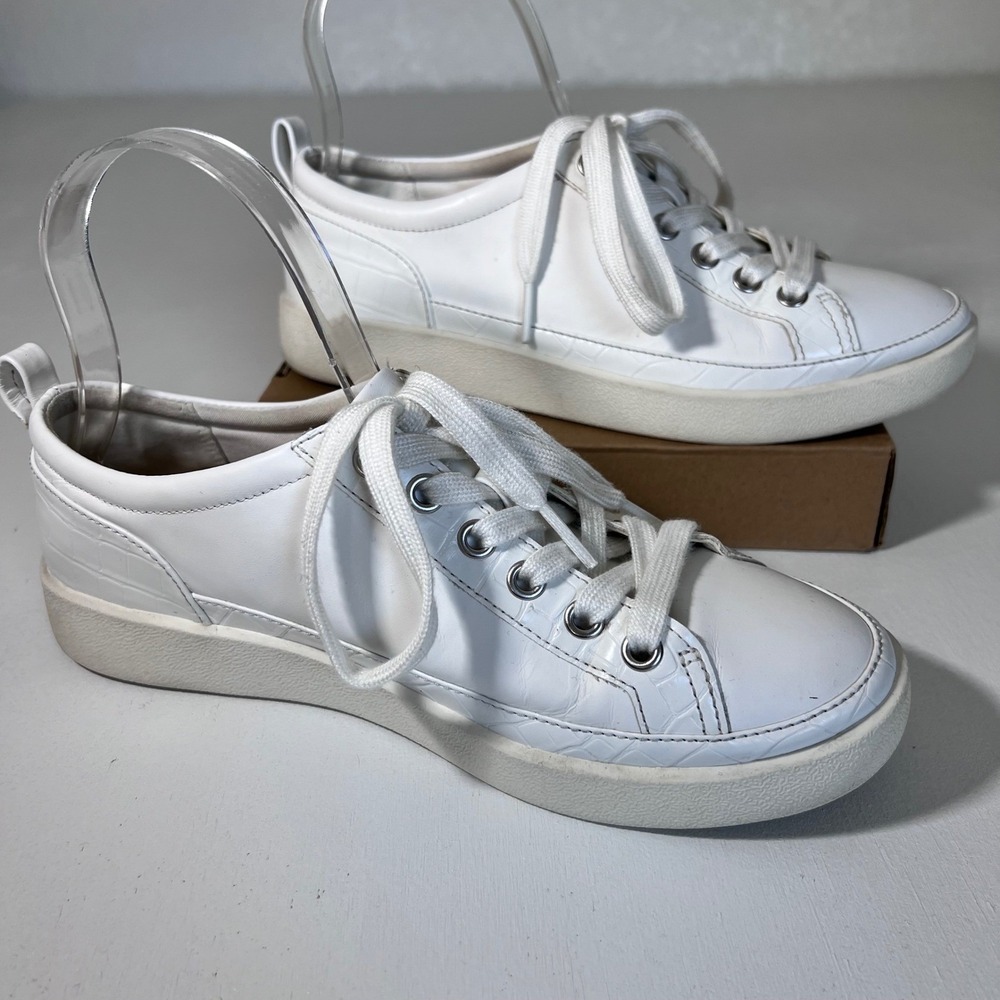 Vionic Winny White Leather Croc Embossed Sneakers Womens 6.5 Comfort